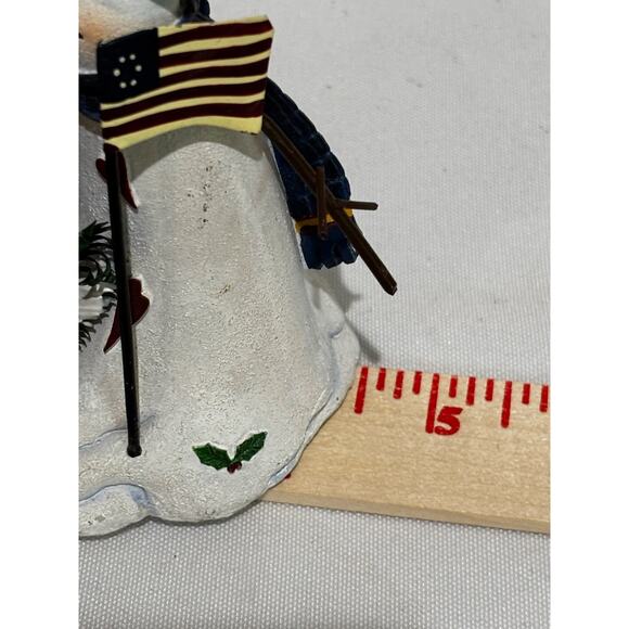 Patriotic Santa Claus & snowman Figurine with flags Resin Folk Art Country cute - Picture 7 of 8